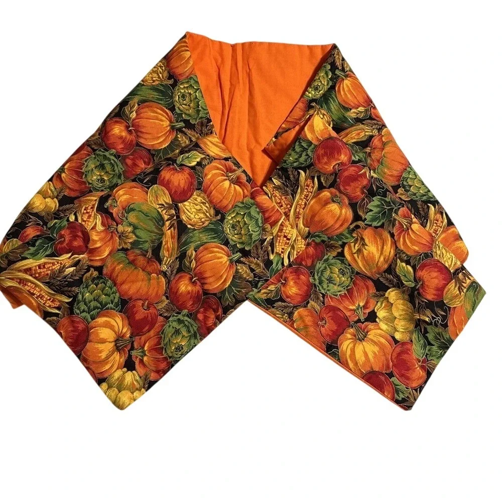 Fall Pumpkin Corn Veg Vibrant Table Runner  Autumn‎ Thanksgiving Dining 54x12